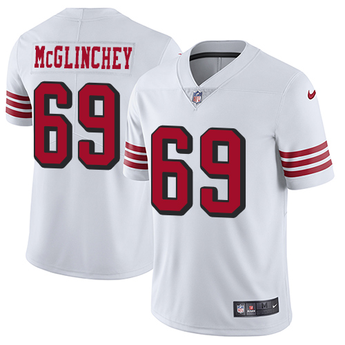 San Francisco 49ers Limited White Men Mike McGlinchey NFL Jersey 69 Rush Vapor Untouchable